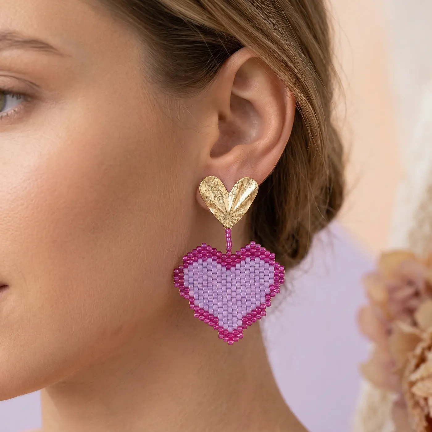 Aretes Double Heart Miyuki - Image 2