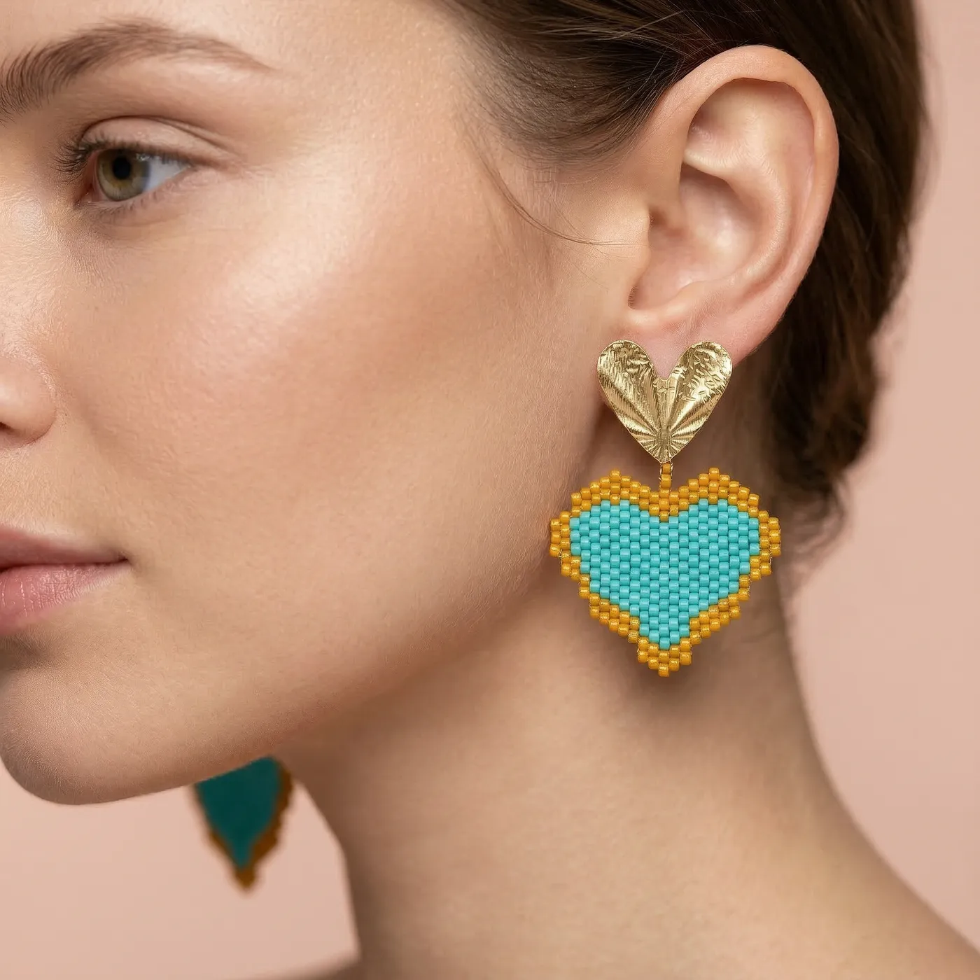 Aretes Double Heart Miyuki - Image 3