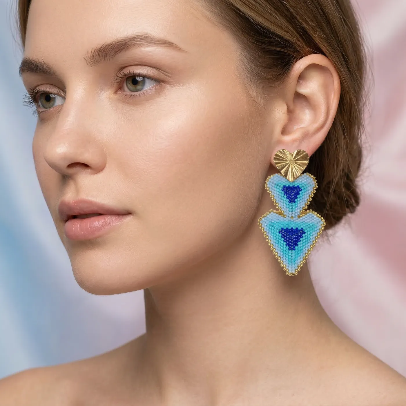 Aretes Dúo Corazón 3 Niveles Miyuki - Image 4